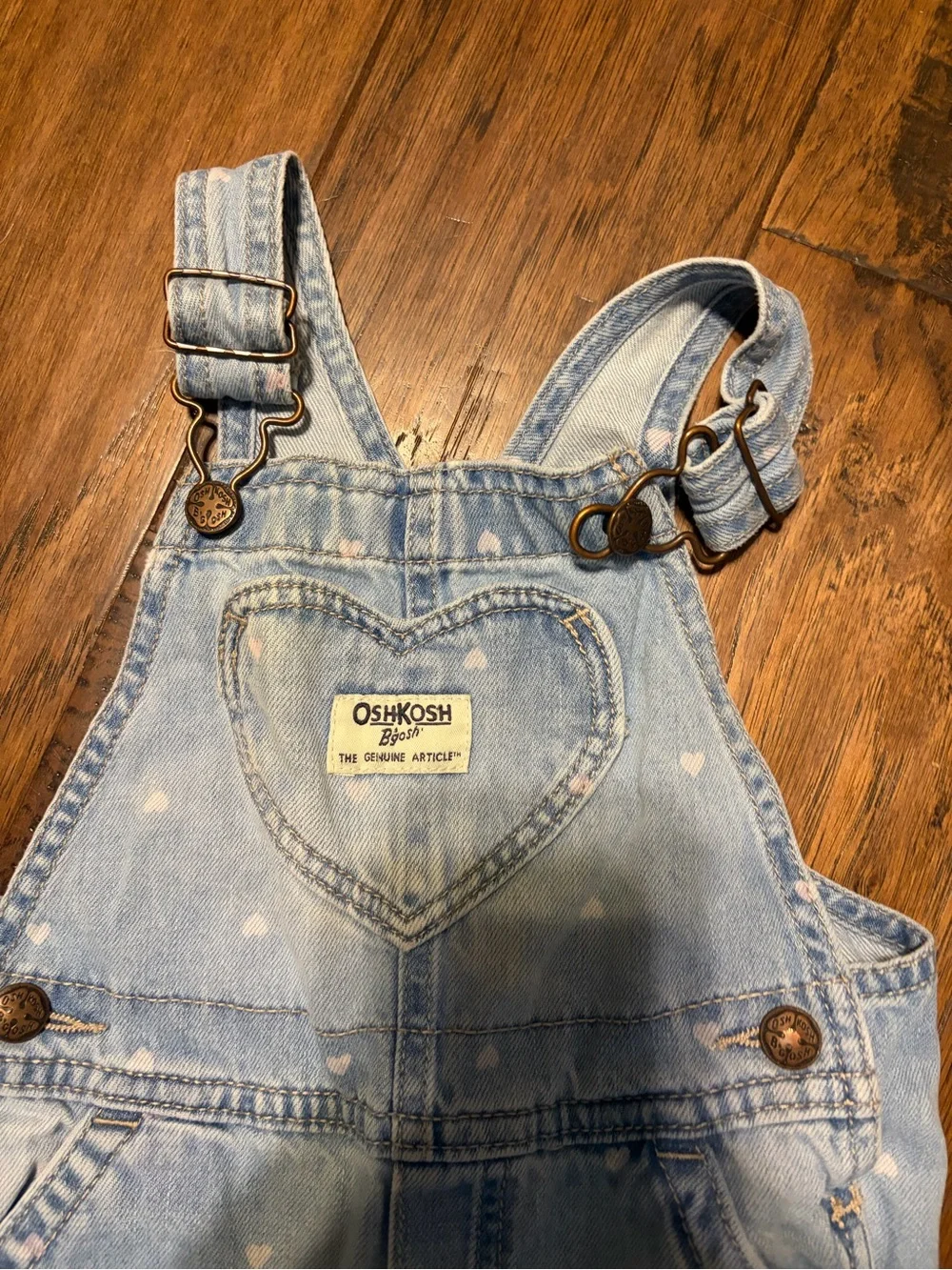 OshKosh B'gosh Light Blue Denim Heart Pocket Overalls